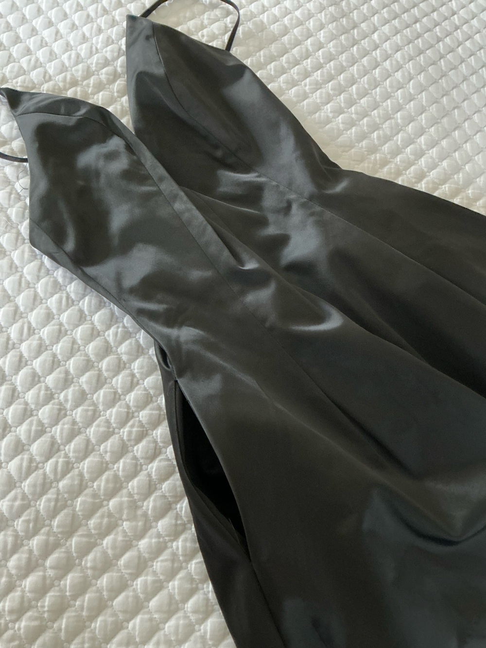 bebe Black Satin V-Neck Cocktail Mini Dress 6 - Picture 15 of 15